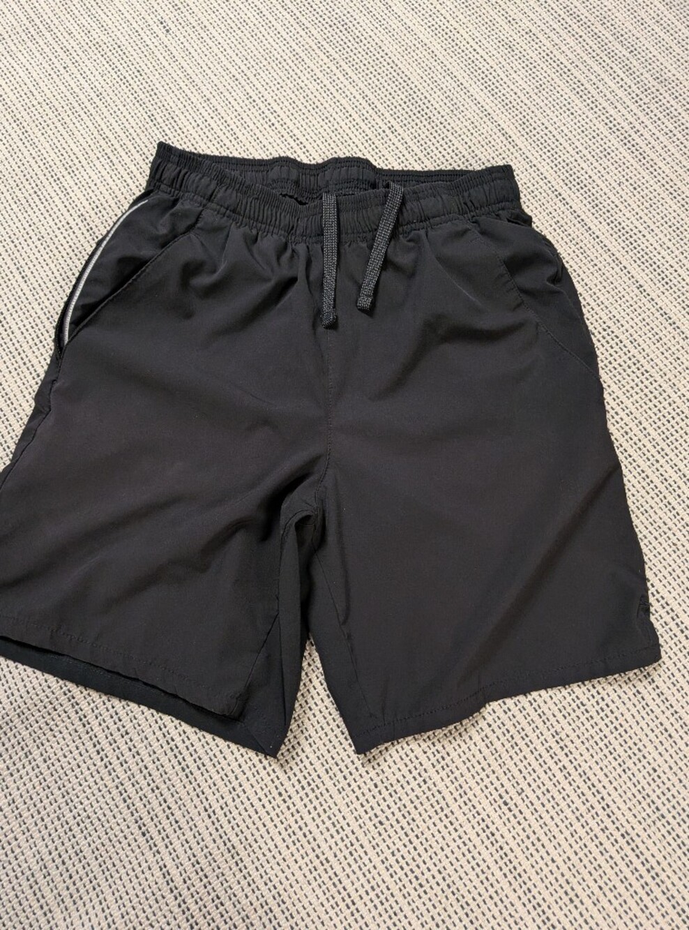 Mens Black Athletic Shorts with Elastic Waist and Drawstring
